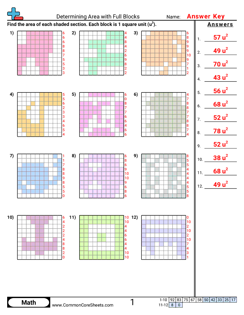 Area & Perimeter Worksheets - blocks-whole worksheet