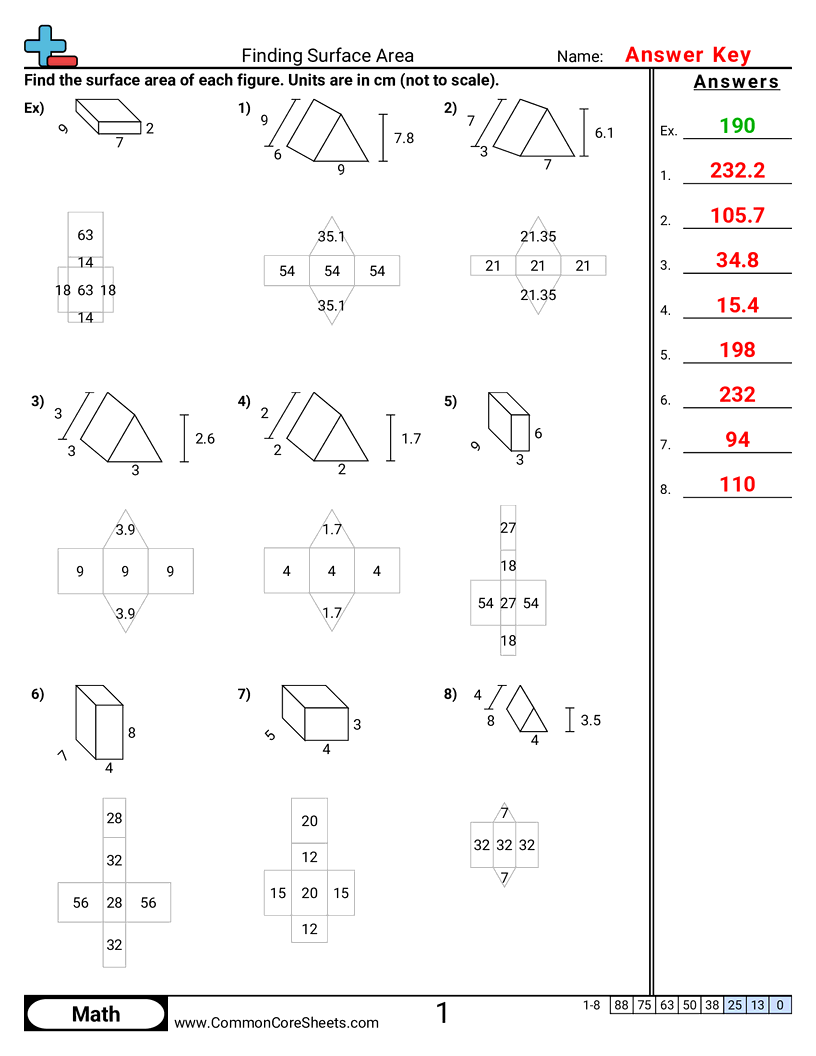 6g4 Worksheets - finding-surface-area worksheet