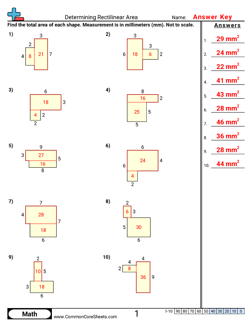 Area & Perimeter Worksheets - rectilinear-area worksheet