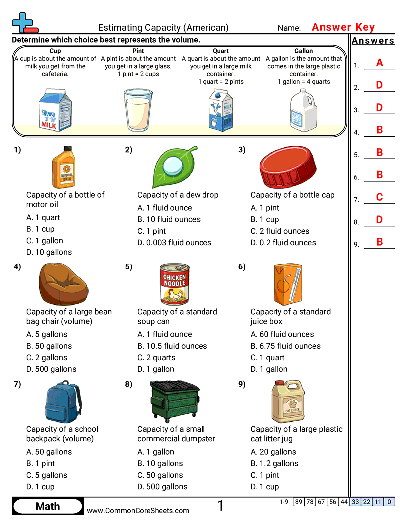 Capacity Worksheets - american-capacity-visual worksheet
