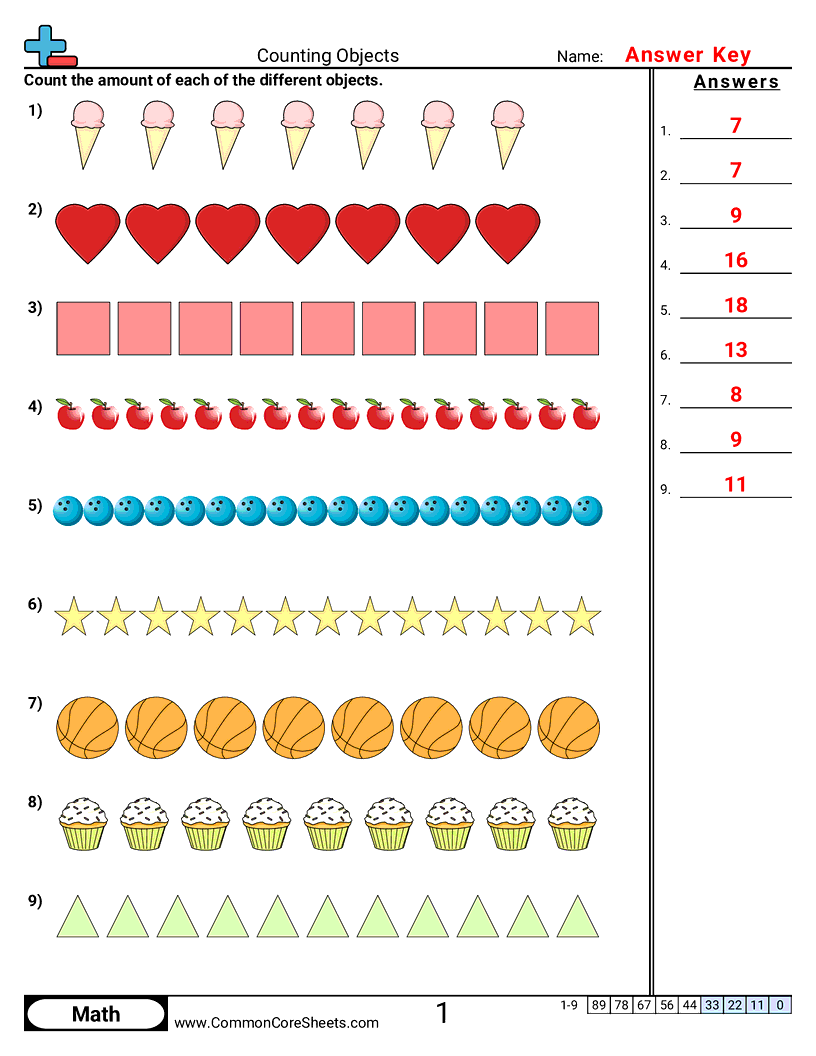 Counting Worksheets - counting-rows worksheet