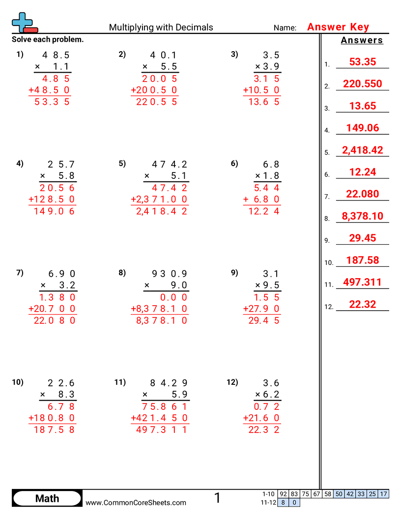 5nbt7 Worksheets - multiplying-decimals-vertical worksheet