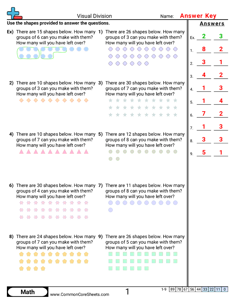 Division Worksheets - with-remainder worksheet