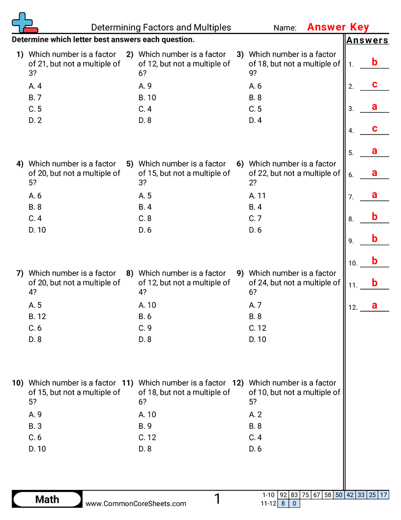 4oa4 Worksheets - determining-factors-and-multiples worksheet