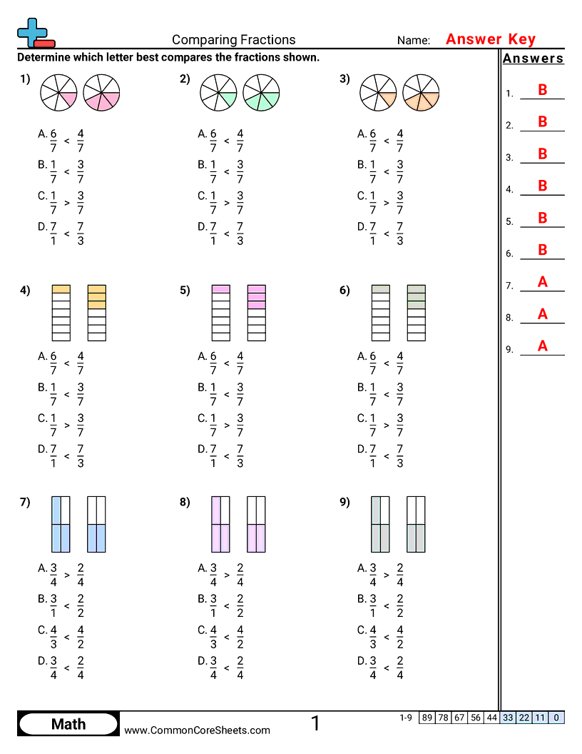 Fraction Worksheets - comparing-fractions worksheet