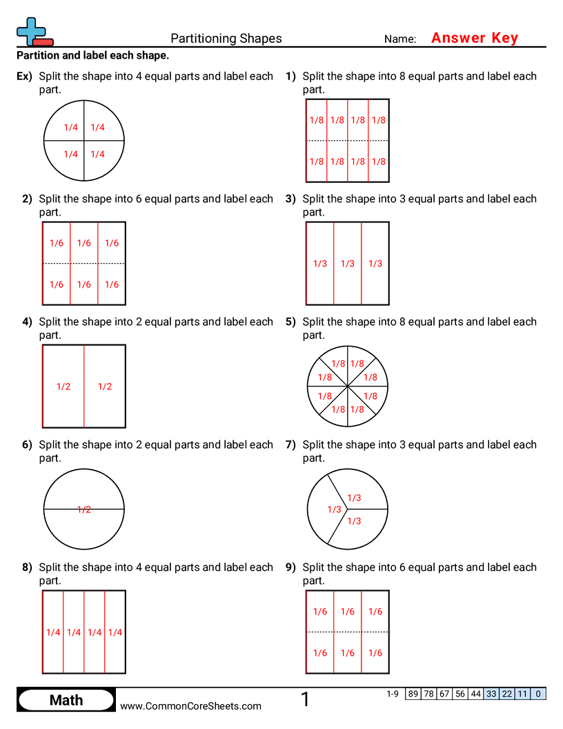 Fraction Worksheets - partitioning-shapes worksheet