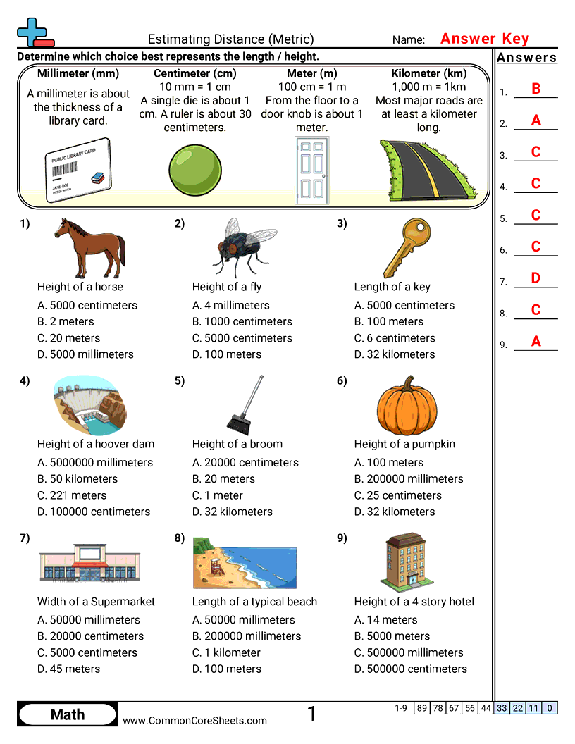 Measurement Worksheets - estimating-length-metric worksheet