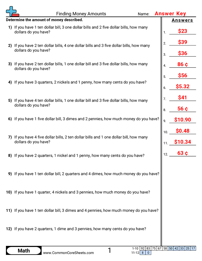 2md8 Worksheets - find-amounts-dollars-and-cents worksheet