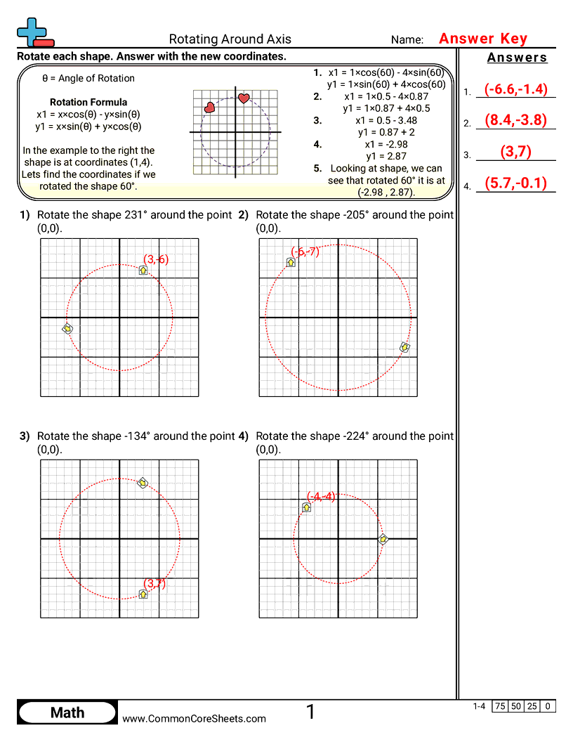 Algebra Worksheets - rotating-around-axis worksheet