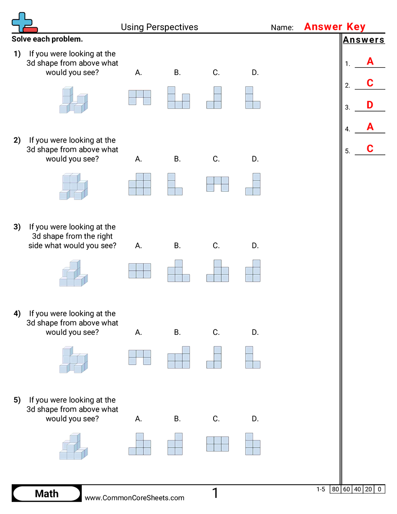 Shapes Worksheets - Using Perspectives worksheet