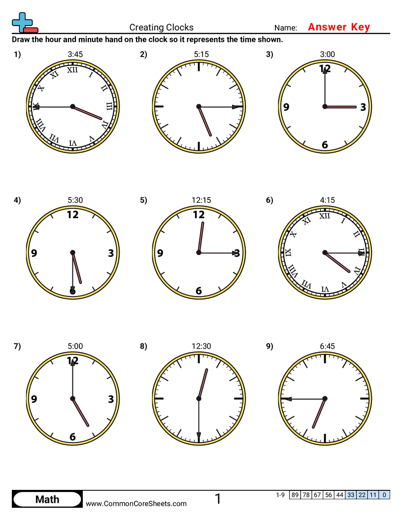 Time Worksheets - creating-clocks-15-minute-increments worksheet