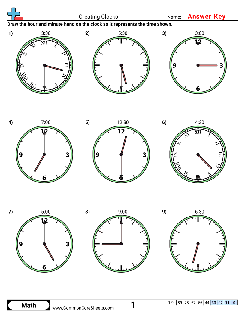 Time Worksheets - creating-clocks-half-hour-increments worksheet